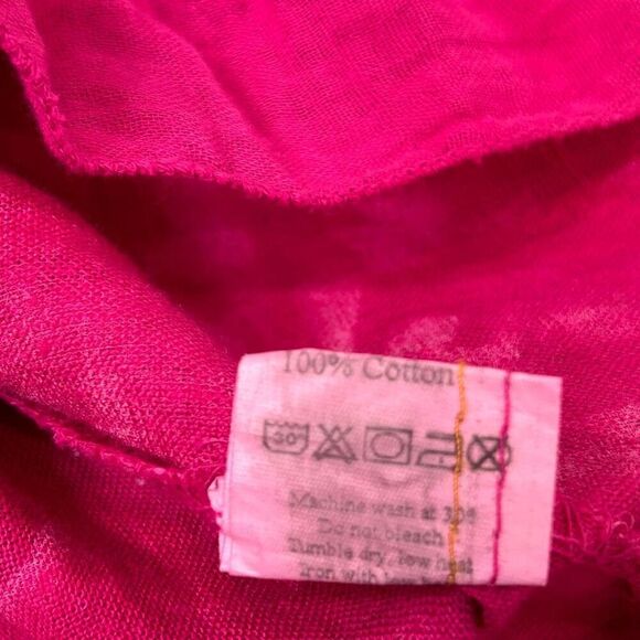 Allegra Masetti Pink Linen Dress XL Made in Italy Shift Sleeveless Mini Boho - Picture 10 of 14